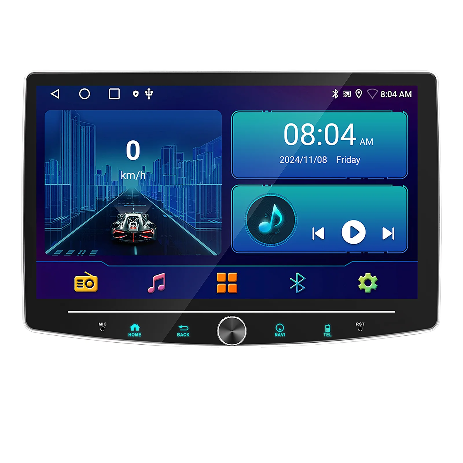 ESSGOO 6+128G 8-core 4G Android 14 Universeel Autoradio Draadloze Carplay Android Auto 1DIN 101" 360° Draaibaar Touchscreen met Microfoon Kleurrijke Knop AM Wifi Bluetooth RDS Multimedia Videospeler - afbeelding 2