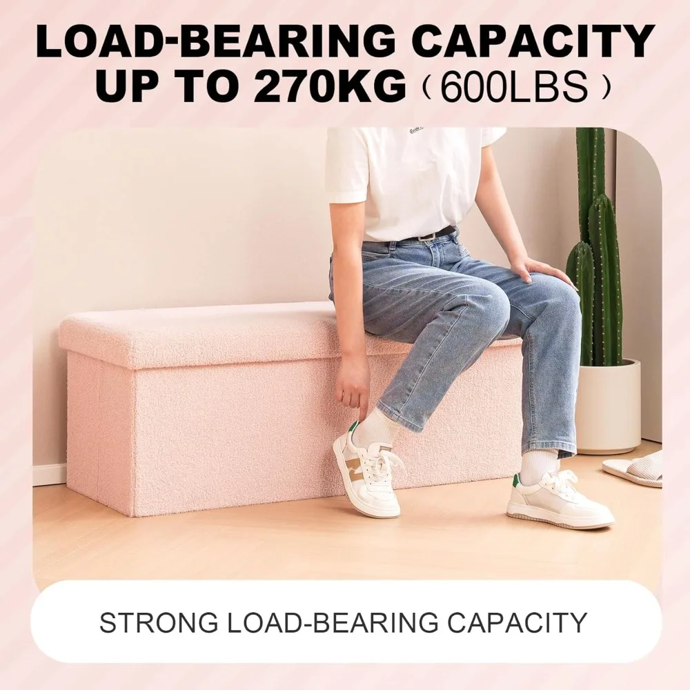 مسند للقدمين من شيربا للتخزين، مسند للقدمين قابل للطي، صندوق تخزين عثماني كبير من الفرو الصناعي، مقعد المدخل