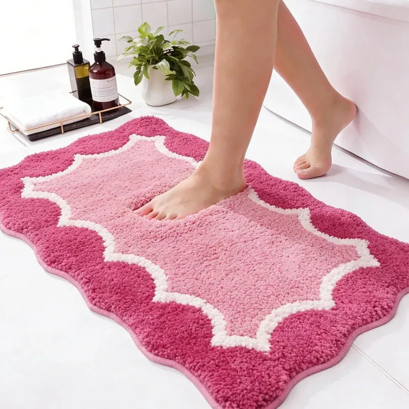 VIKAMA Scented Wave Bath Mat, 3D Textured Fast Dry & Non-Slip Rug for Bathroom, Shower, Entry & Spa