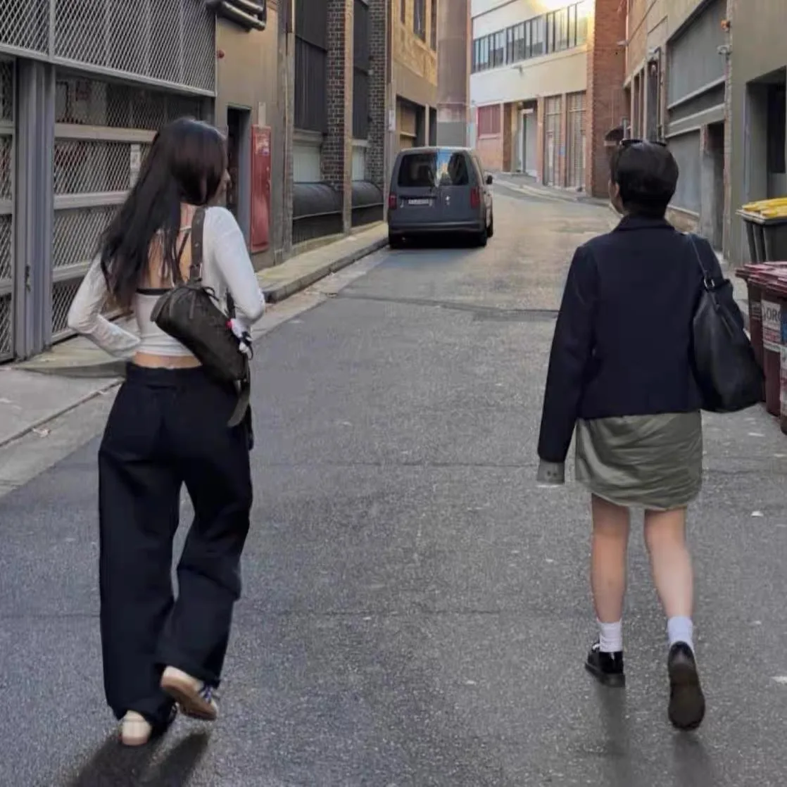 เจ้าหลู่ขาตรงเอวยางยืดขากว้างกางเกงกีฬากางเกงลำลองกางเกงขายาวเอวสูงสบายเฟม แฟชั่น