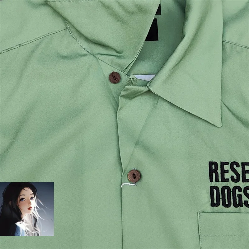 Camisas de manga corta verdes japonesas, camiseta con estampado de película RESERVOIR DOGS, camiseta hawaiana holgada de alta calidad para hombres y mujeres, camiseta de calle