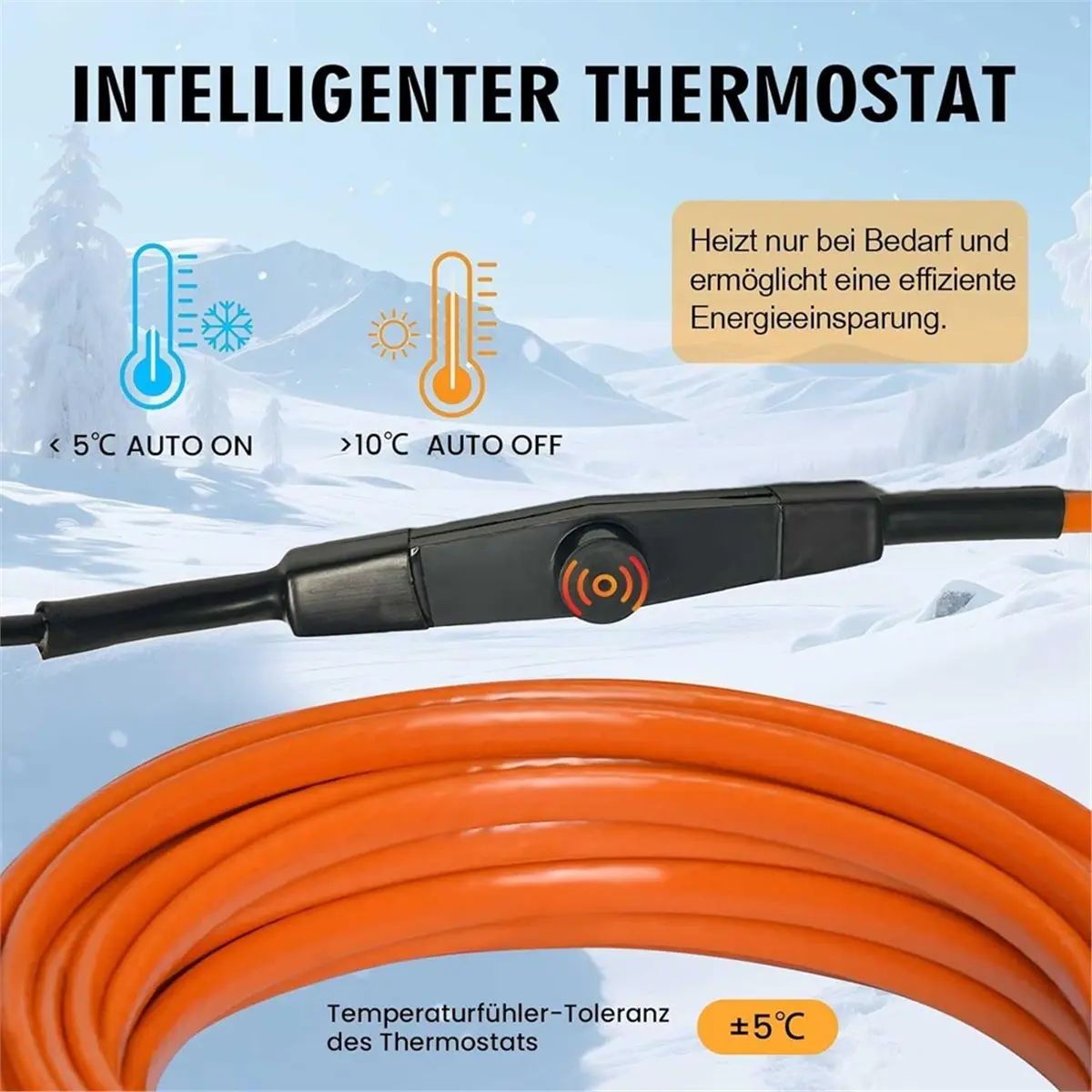 الصقيع حماية كابل التدفئة 4 متر كابل التدفئة التدفئة التيار التدفئة الذاتي تنظيم مقاوم للماء لأنابيب المياه الاتحاد الأوروبي التوصيل