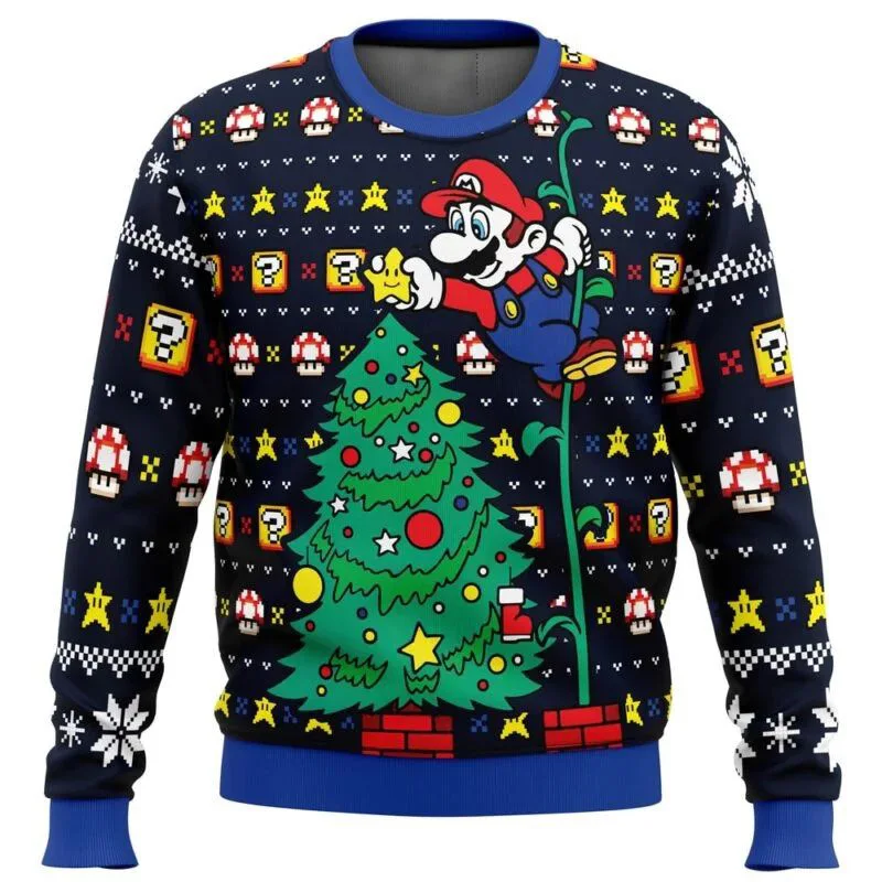 Super Mario Bros. pullover plumber sweatshirt role-playing costume princess peach print flower streetwear unisex Christmas top
