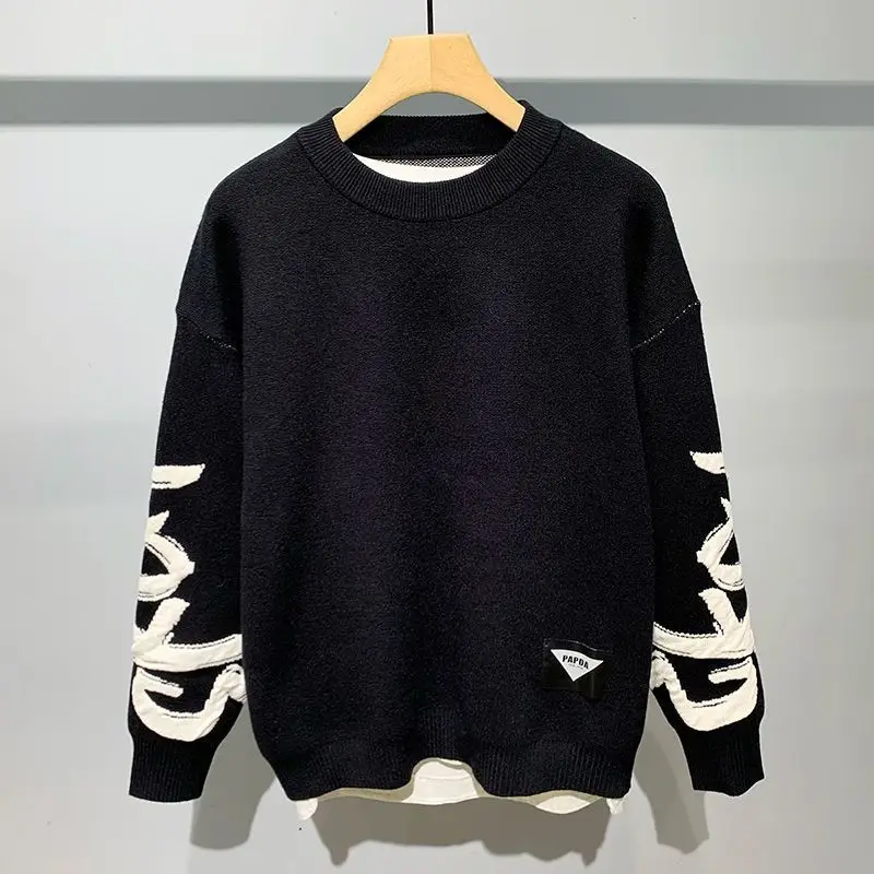 

Модный брендовый модный свитер с длинными рукавами, мужской универсальный нишевый высококачественный вязаный свитер, топ