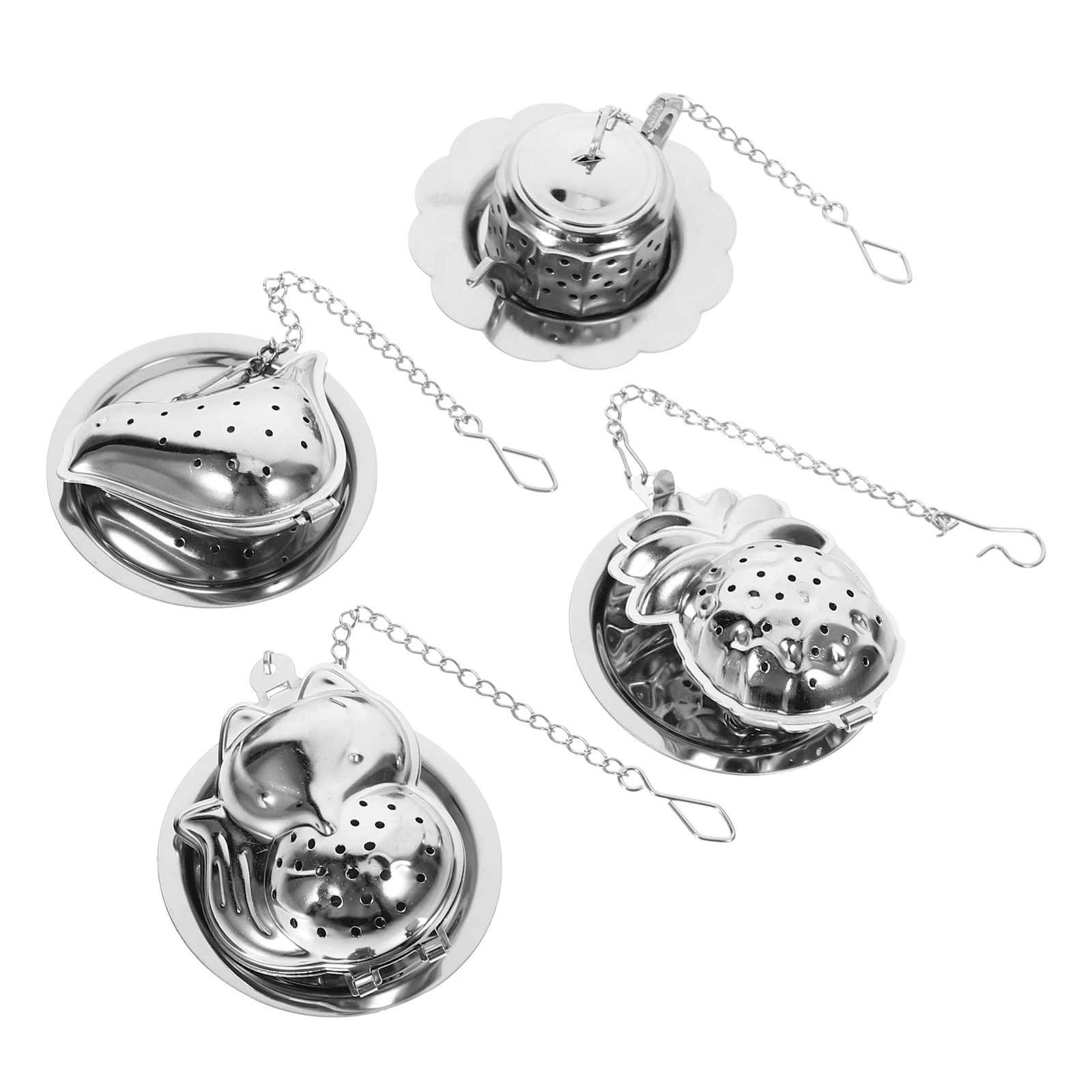 

4 Sets Tea Strainer Infuser Stainless Steel Fine Mesh Reusable 4 Pieces Bird Pineapple Fox Teapot Shaped Filters Tea Leaves