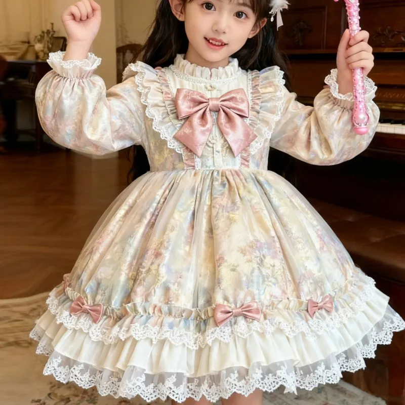 فستان الأميرة الكرتوني اللطيف للأطفال لعام 2026 فستان لوليتا عتيق منتفخ جديد للفتيات بأكمام طويلة فستان لوليتا LI840 #4
