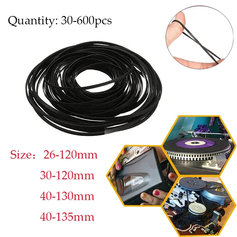 Cinta de casete de mezcla Universal de 26-120mm, correas universales para máquina, surtido de correas de goma cuadradas comunes para grabadoras, Walkman, unidad de DVD