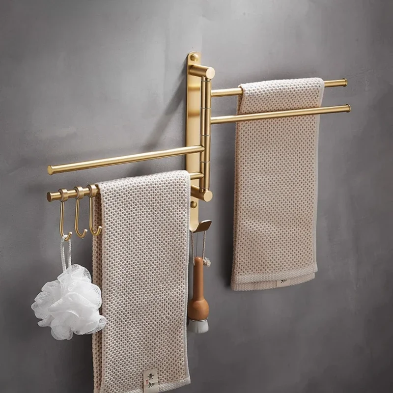 

Твердый латунный складной вешалка для полотенец, вращающийся органайзер для хранения, роскошный настенный крючок для полотенец, подвижный держатель для полотенец для ванной комнаты