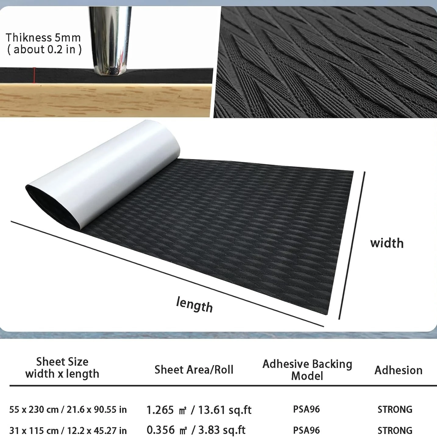 Diamond Lines EVA Foam Boat Decking Sheet Mat for Kayak Self-adhesive Flooring Pads Fishin Marine Yacht Traction Grip Pad Grey