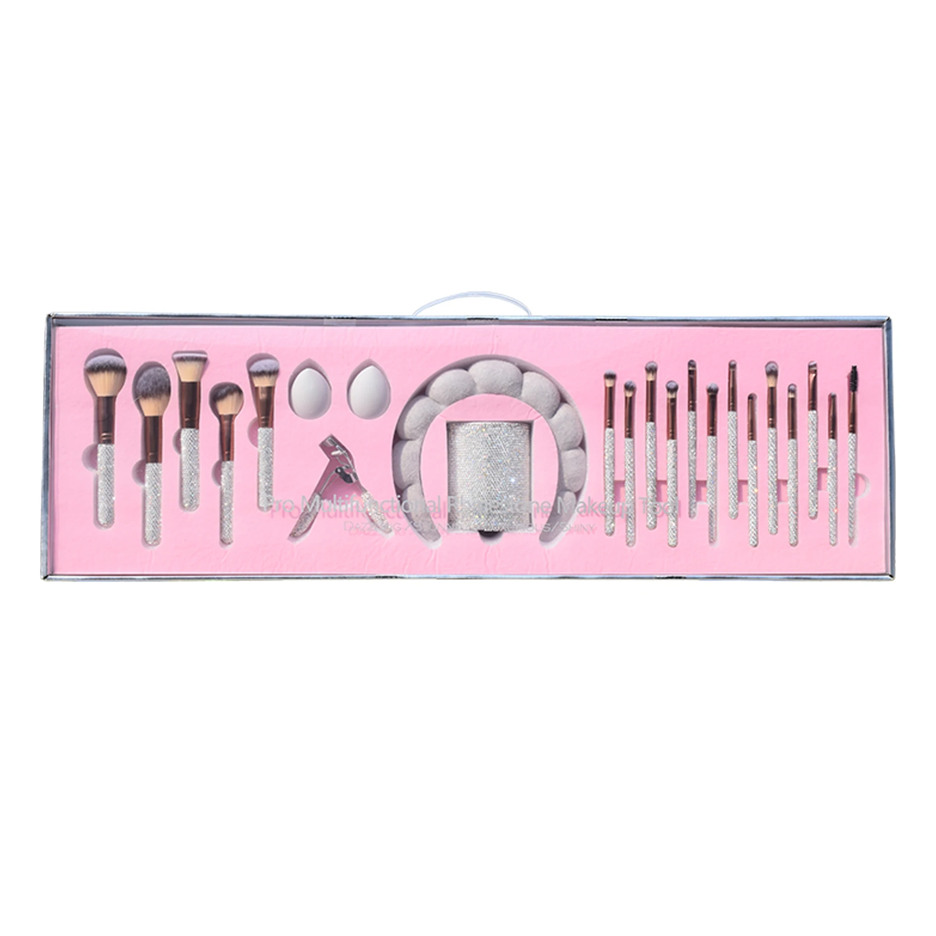 Luxury/Glitz 23/28/32 Pink Rhinestone Brush Set Glamour Shiny Makeup Brush High Quality Professional Tools