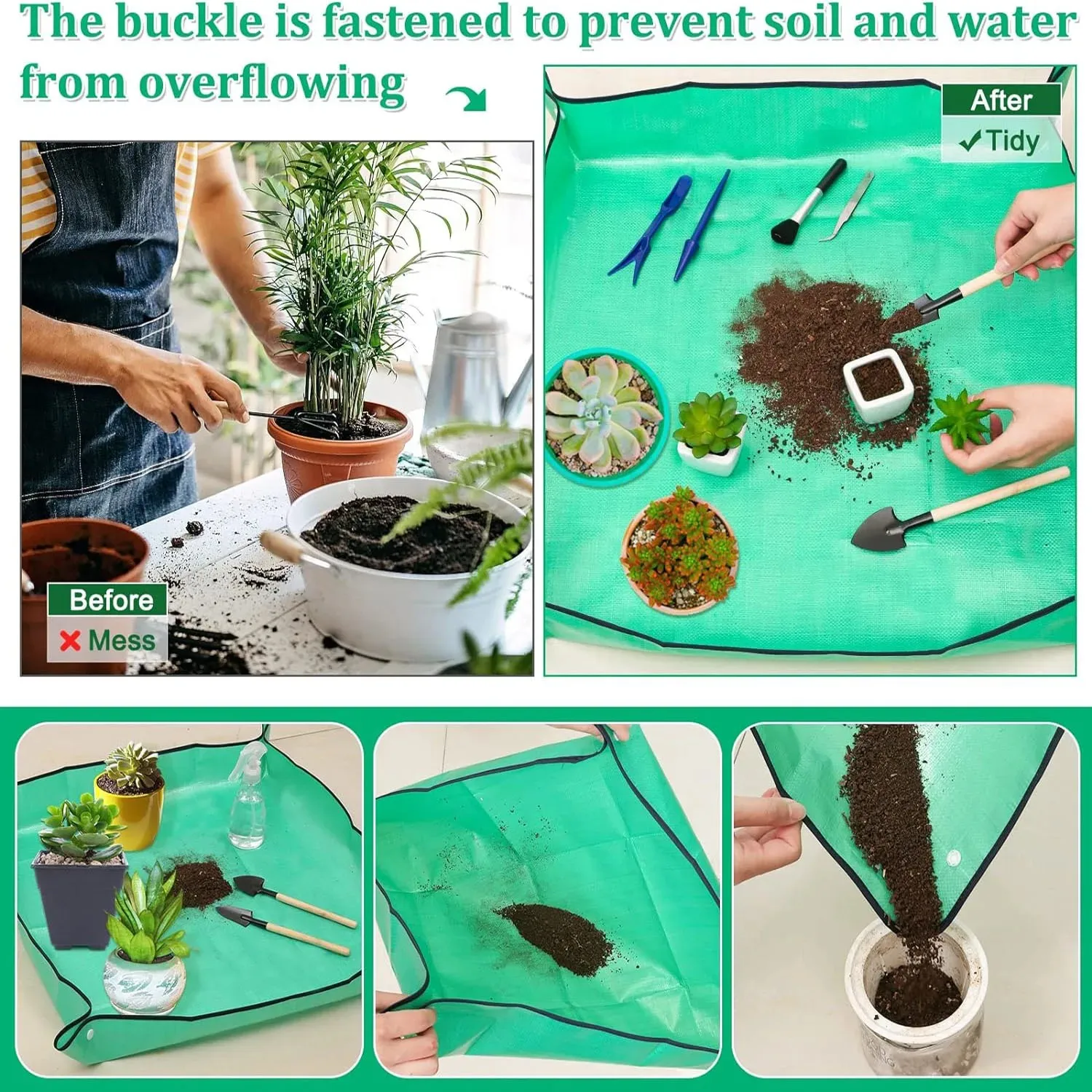reusable thick waterproof plant potting mat, garden soil change transplant mat, portable flower pot repotting mat gardening tool