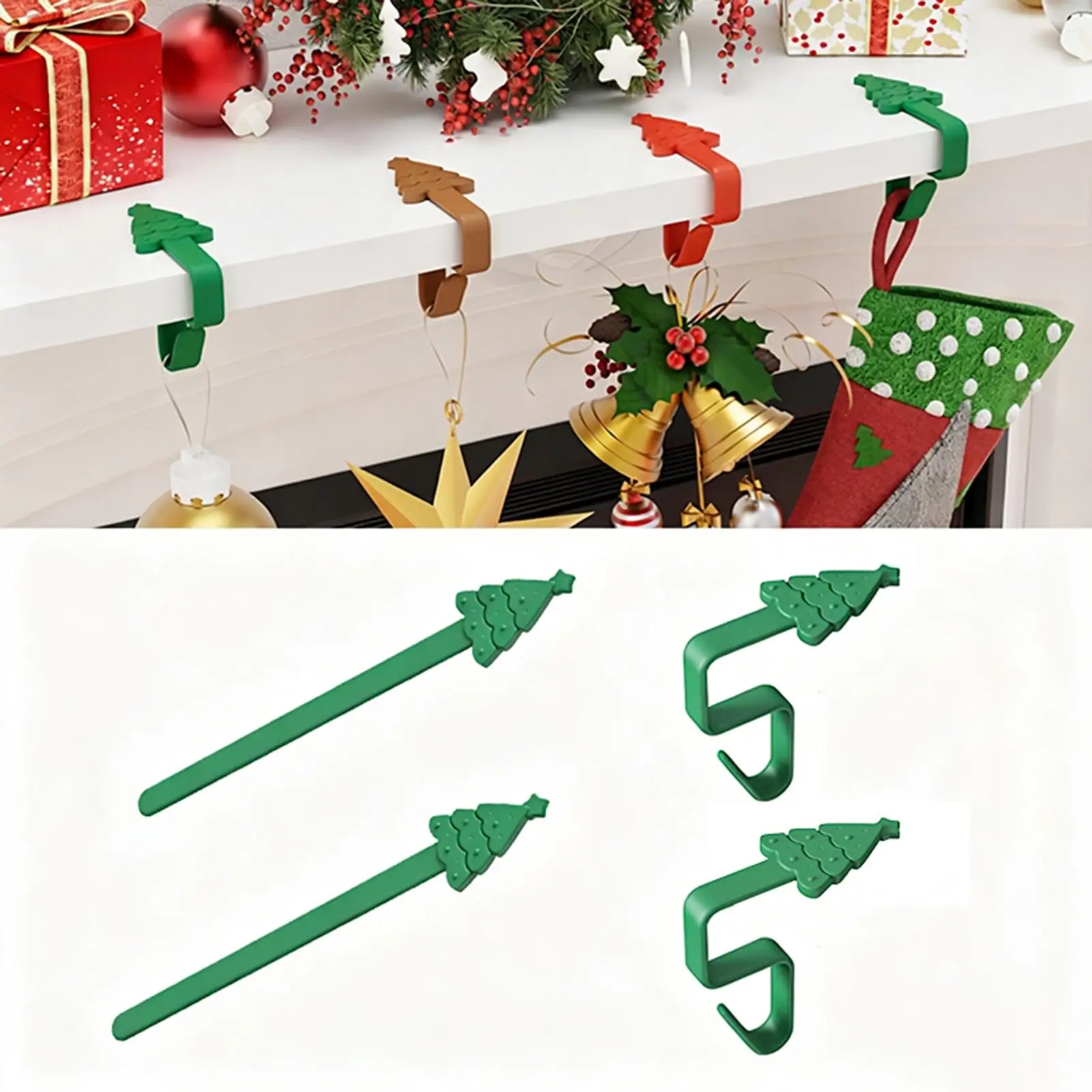 Stocking Hangers For Mantel 6 Piece No Drill Silicone Wreath Fireplace Stand Mantle Garland Hanger For Holiday Home Party Wreath