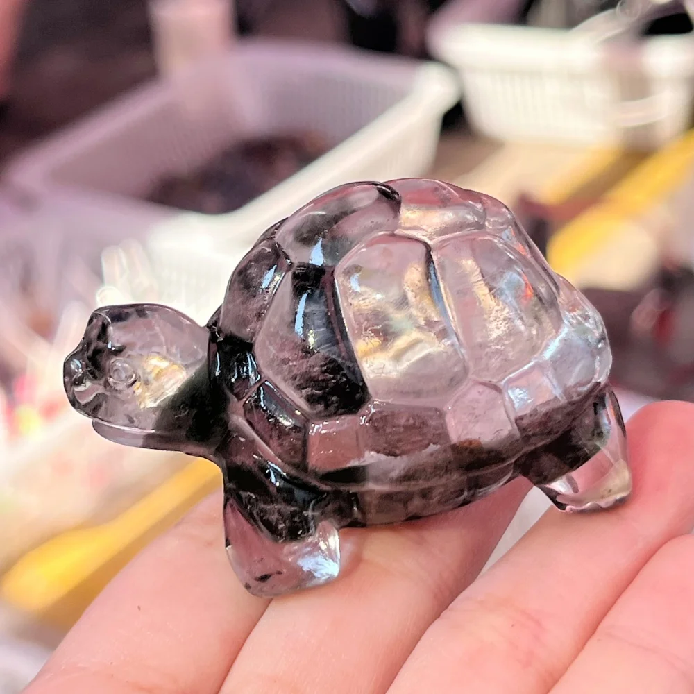 Natural Garden Quartz Crystal Turtle Carving Reiki Healing Stone Polished Feng Shui Energy Decorative Gem for Room