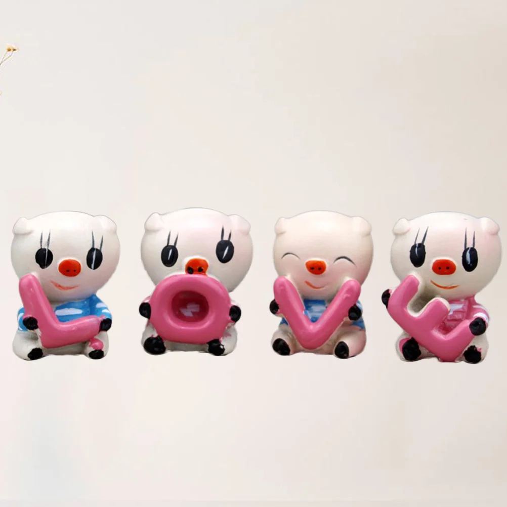 

4Pcs Creative Resin Cartoon Pigs Car Decor Set Interior Accessories for Car Dashboard Bedroom Office Decoration