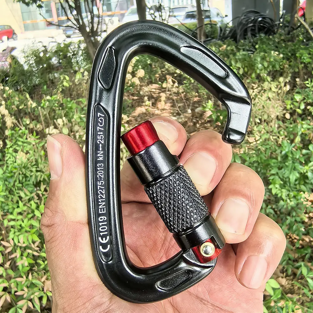 2/5PCS 24KN Outdoor Professionelle Karabiner 7075 Luftfahrt Aluminium Sicherheit Automatische Sperre Mit Zertifikate CE/UIAA – Detail 6