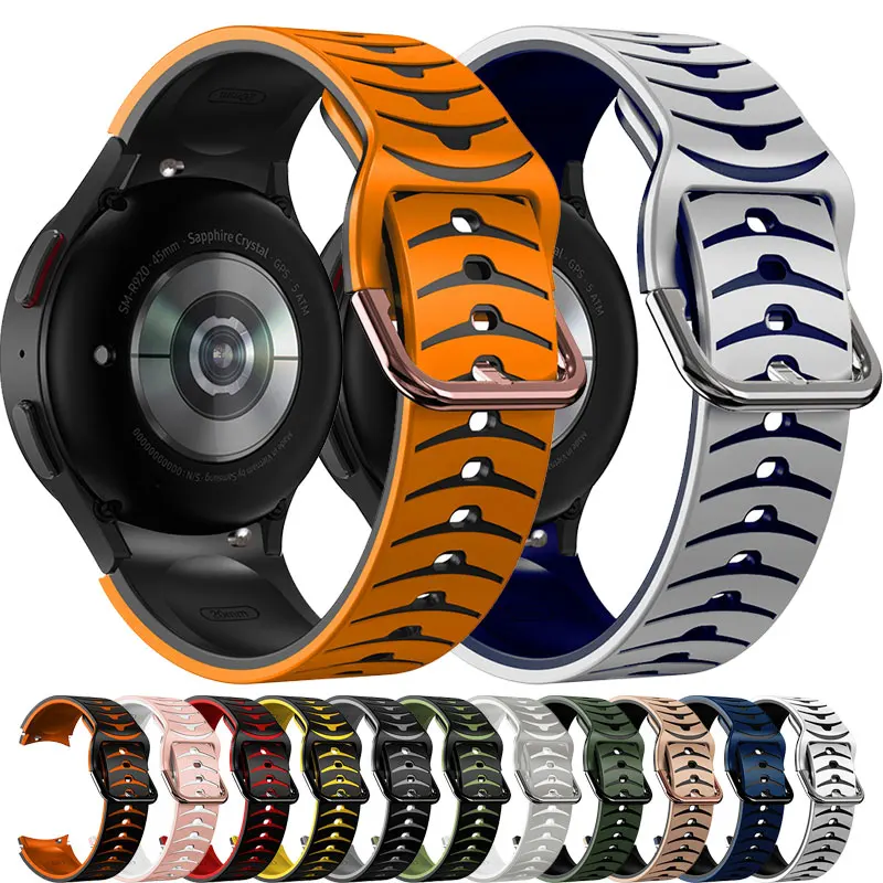 

No Gaps Band For Samsung Galaxy Watch 4/5 44mm 40mm 4 classic 46mm Two Color Silicone correa Bracelet Galaxy 5 Pro 45mm strap