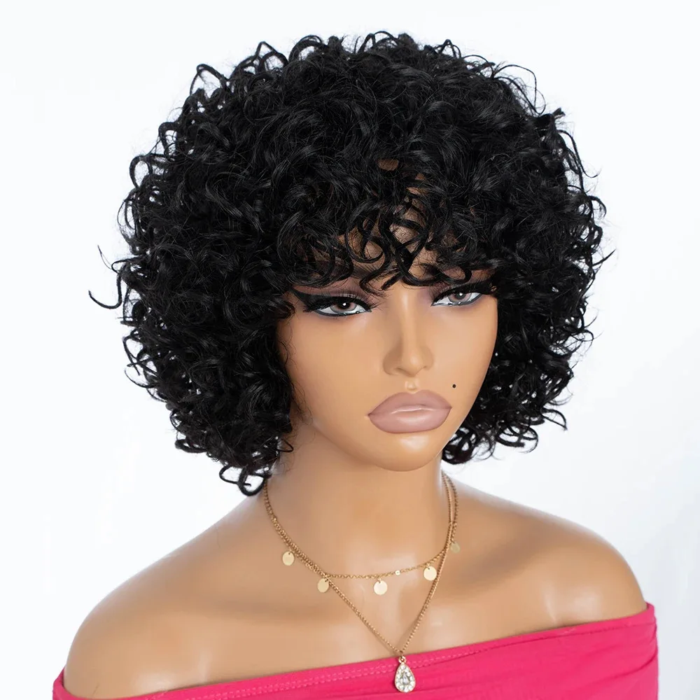 Personalized fashionable style instant noodles short roll loose hairstyle wig retro classic short hair