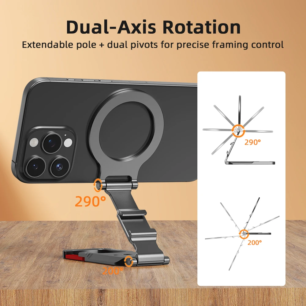 Flymile Magnetic Stand for iPhone 16 15 14 13/Pro/Max,Phone Holder With Carabiner Suitbale For Travel,Phone Accessories