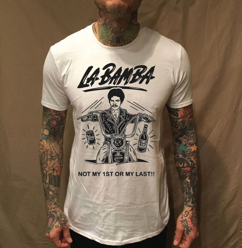 La Bamba Bob Biker on White T Shirt The Original Not A Bootleg