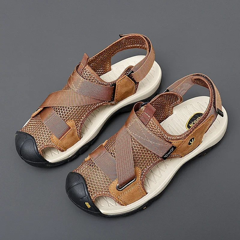 Men's Summer Beach Sandals, Soft Sole Breathable Quick-Dry Water Shoes, Roman Casual Outdoor_voghion.com