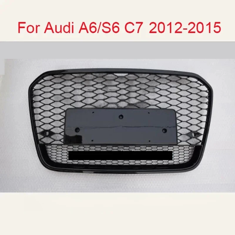 

For RS6 Style Front Sport Hex Mesh Honeycomb Hood Grill Black For Audi A6/S6 C7 2012 2013 2014 2015 Car-Styling Accessories