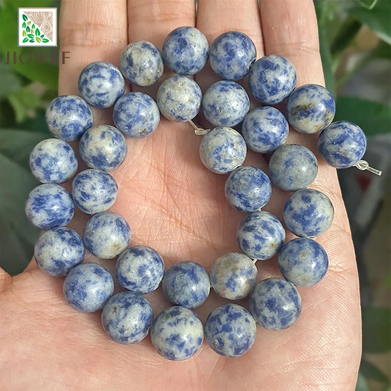 Natural Dot White Blue Vein Sodalite Loose Round Beads for Jewelry Making DIY Bracelet Necklace 15