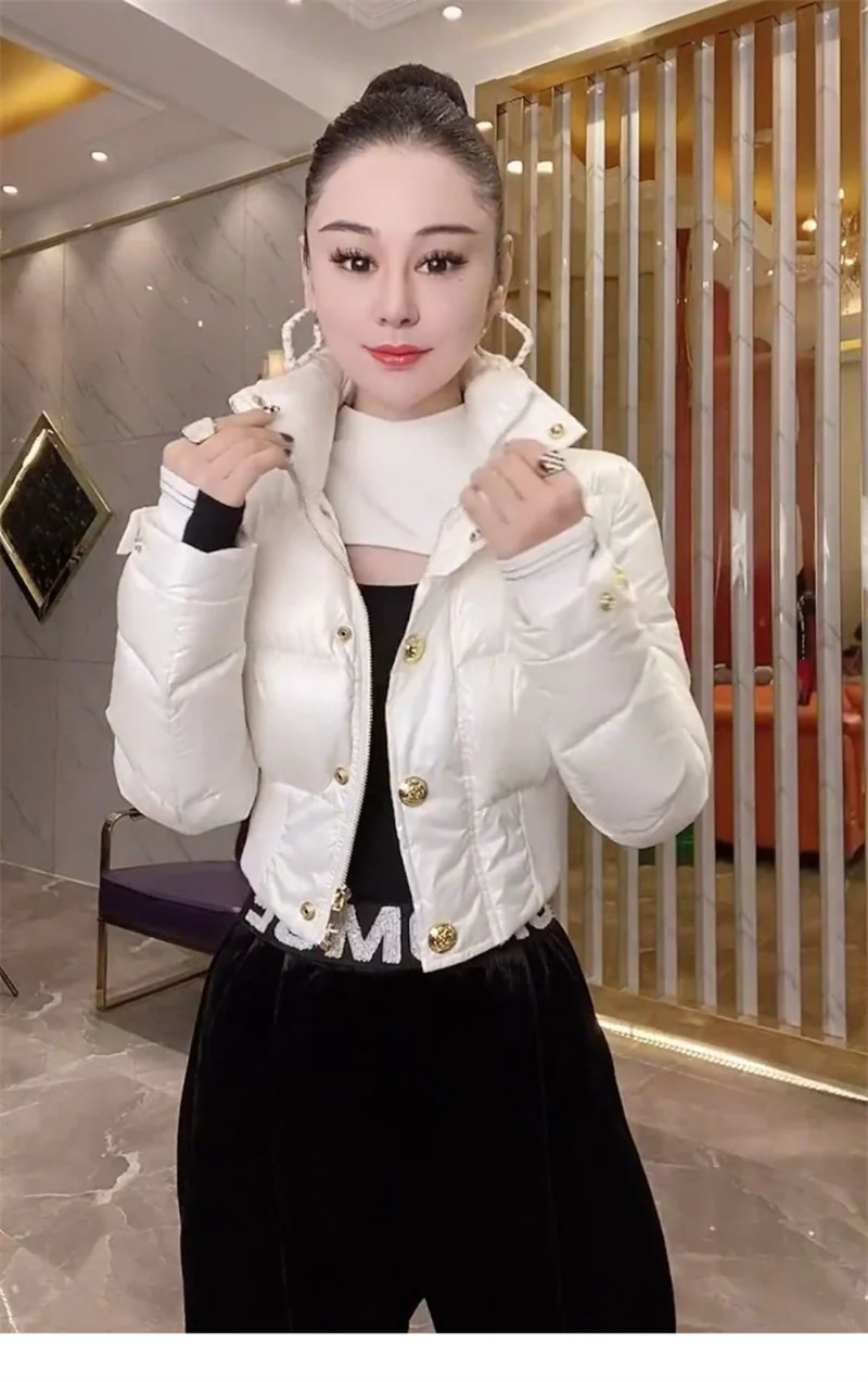 Korean Down Cotton Jacket Women 2025 New Winter Loose Stand-up Collar Casual Short Waterproof Parka Outwear Ladies Warm Overcoat