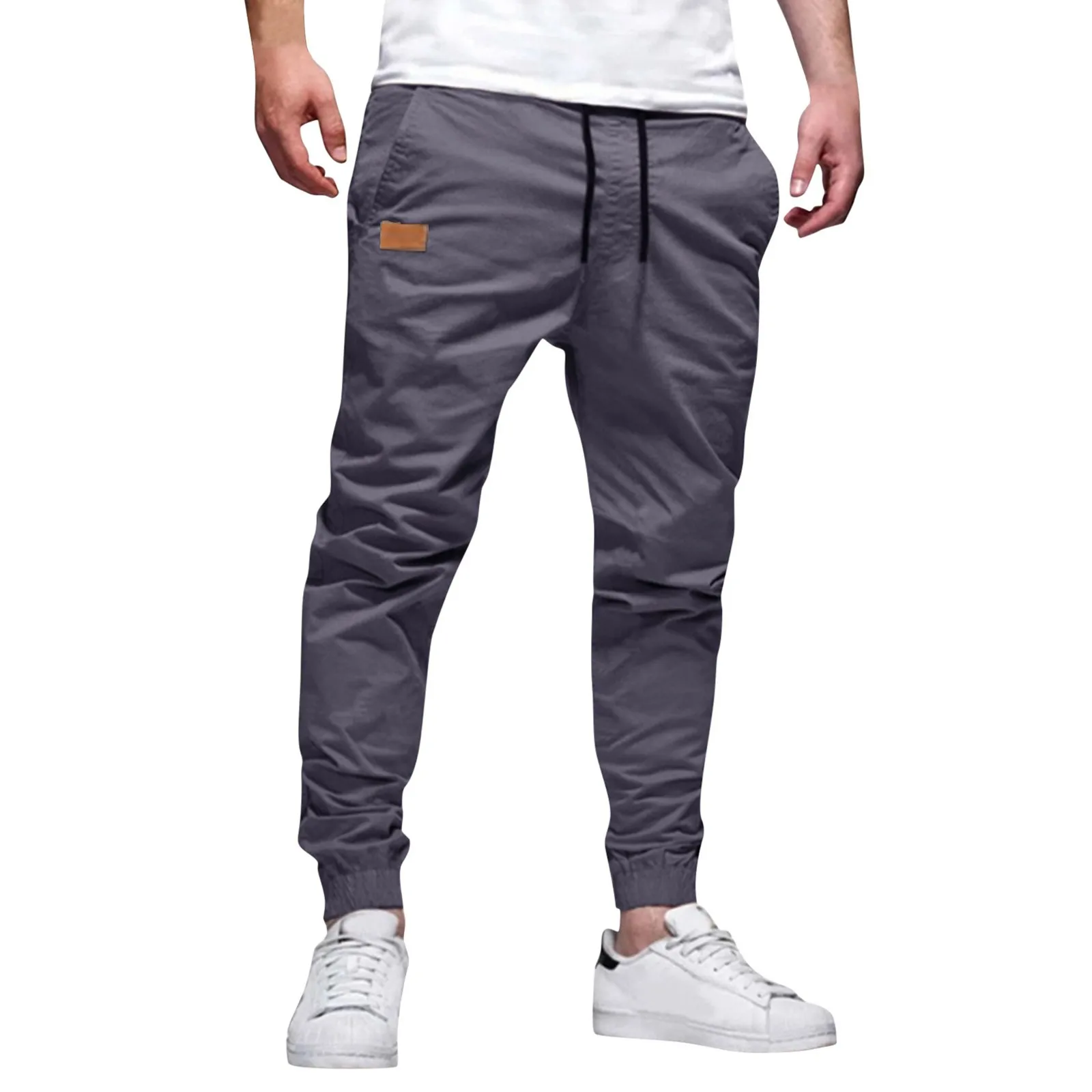 Men Cargo Pants Joggers Pockets Casual Sweatpants Drawstring Chino Ankle Banded Trousers Twill Track Jogging Long Pants Autumn