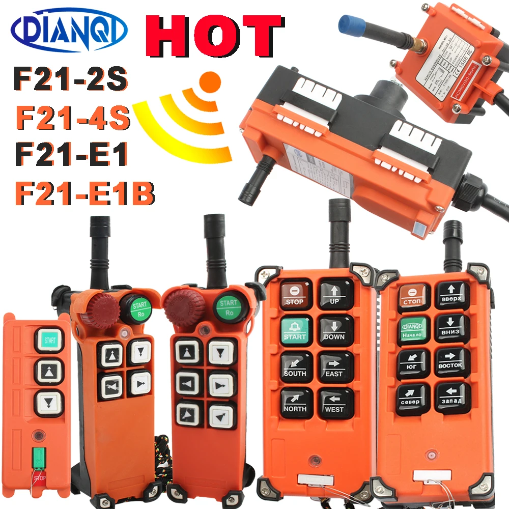 DC12V 24V Wireless Industrial Remote Controller Switches Hoist Radio Control Crane Switch F21-2S F21-4S F21-E1B AC220V 380V 110V