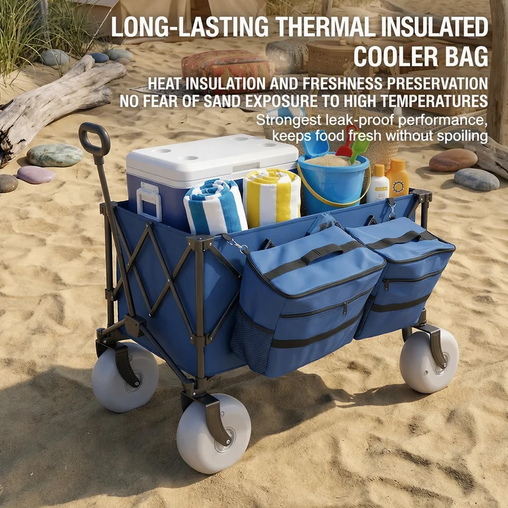 Metal Four-Wheel Swivel-Wheel Off-Road Beach Cart Foldable with Inflatable Wheels TC-10 Model 90x58x103cm for Picnic Camping Use - view 3