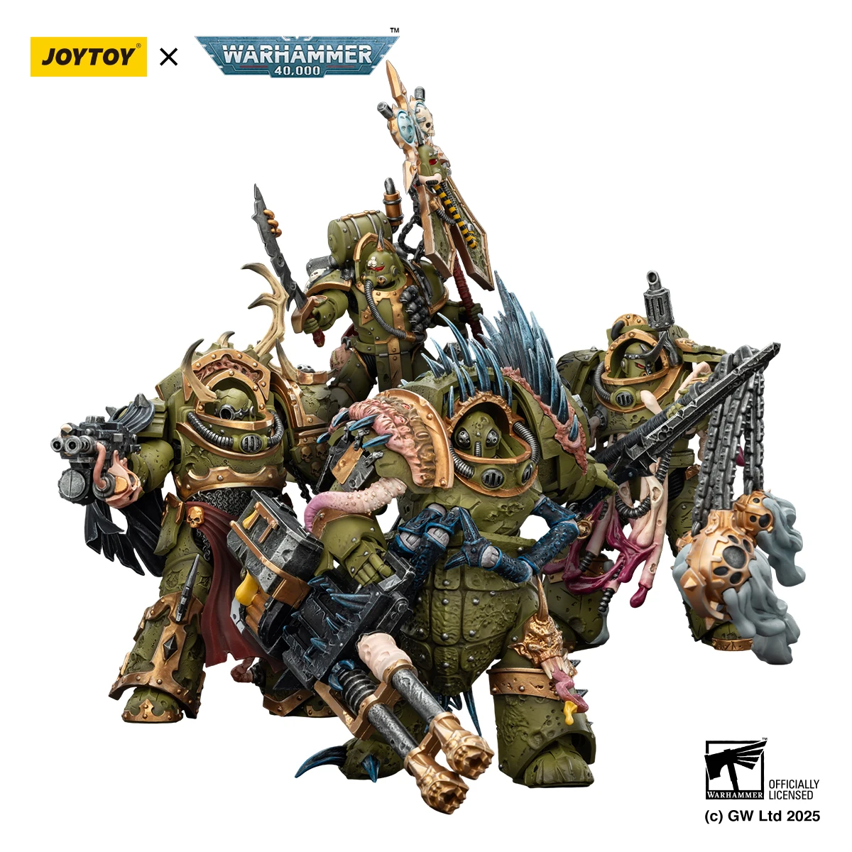 

JOYTOY Warhammer 40K 1/18 Action Figure Death Guard Blightlord Terminator Death Guard Plague Marine Icon bearer Collectible Toys