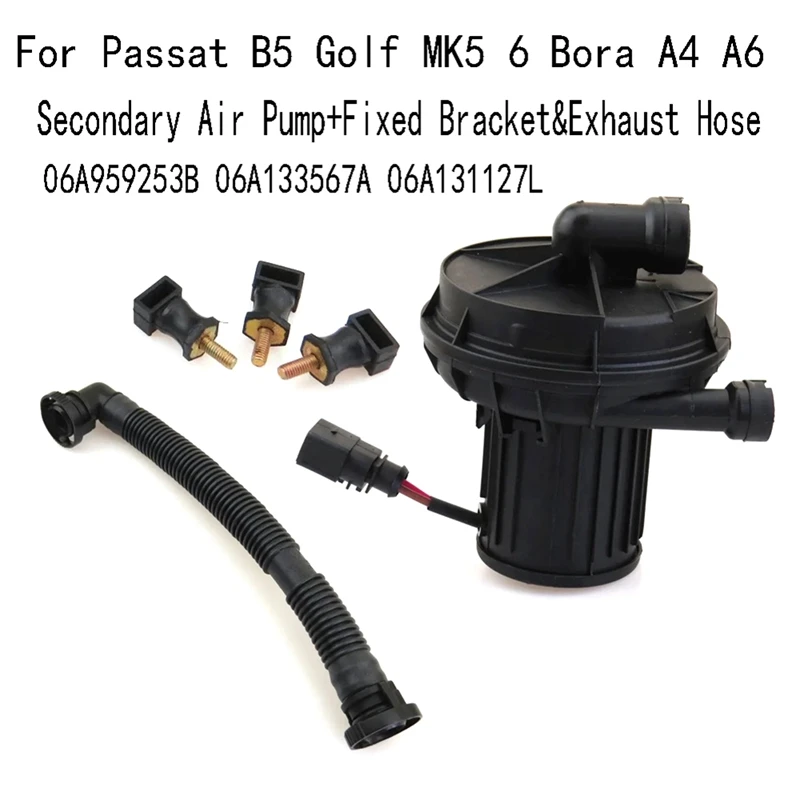 Secondary Air Pump+Fixed Bracket&Exhaust Hose Parts For Passat B5 Golf MK5 6 Bora A4 A6 06A959253B 06A133567A 06A131127L 1 Set