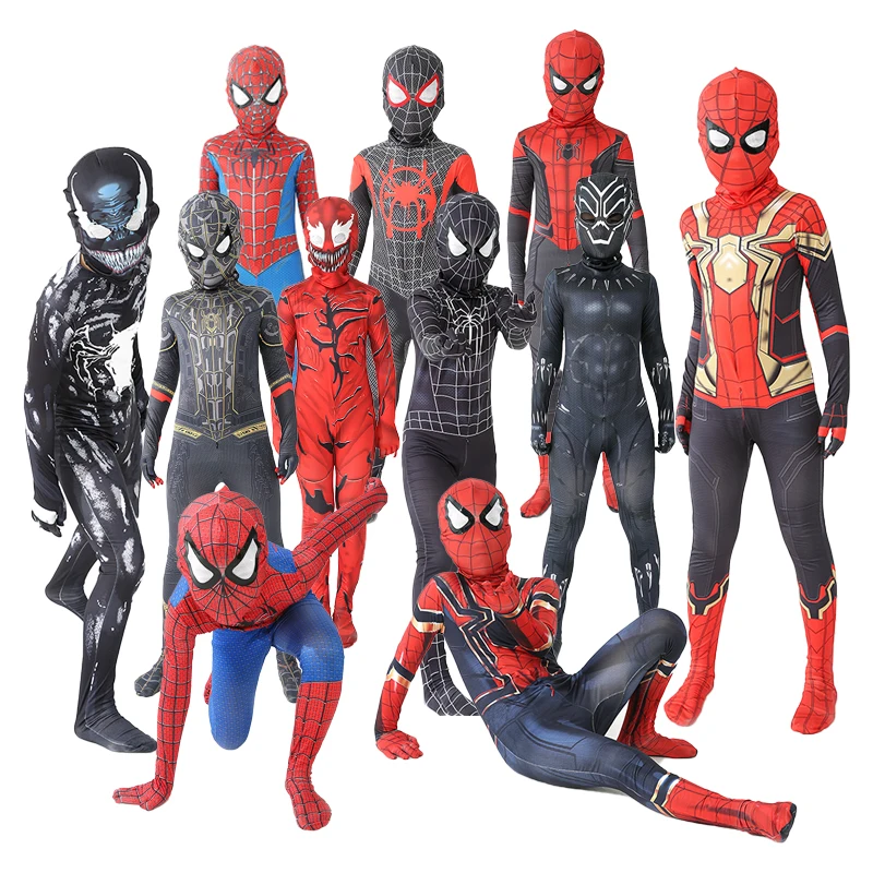 New Miles Morales Far From Home Cosplay Costume Zentai Spiderman Costume Superhero Bodysuit Spandex Suit for Kids Custom Made