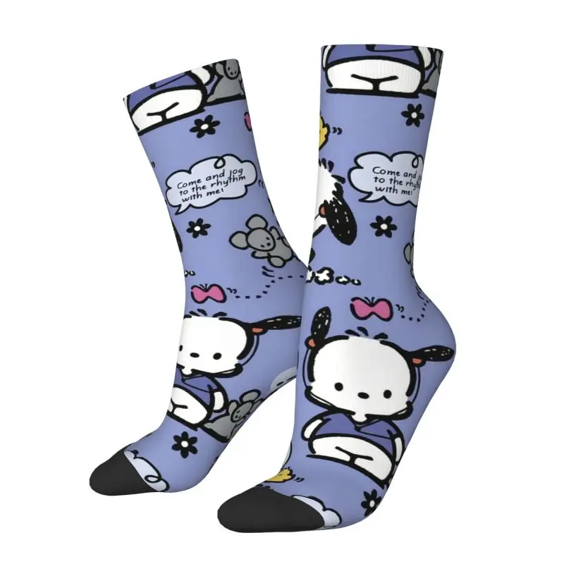 Custom Funny Men's Pochacco Sanrio Cartoon Dress Socks Unisex Warm Breathbale 3D Print Crew Socks