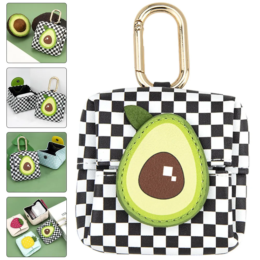 

Компактный чехол для наушников и монет с мультяшным фруктовым принтом и крючком для женщин, для путешествий, школы, офиса, повседневного использования, милый дизайн