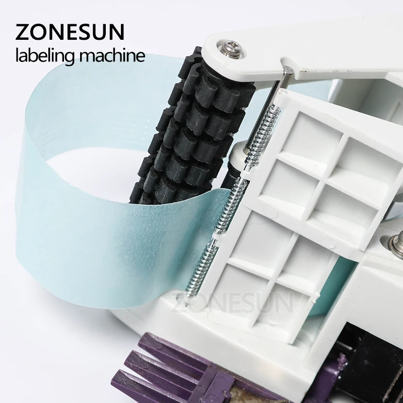 ZONESUN Manual Round Bottle Adhesive Sticker Manual Packing Labeling Machine Handheld Price Tag Labeller Flat Labeller