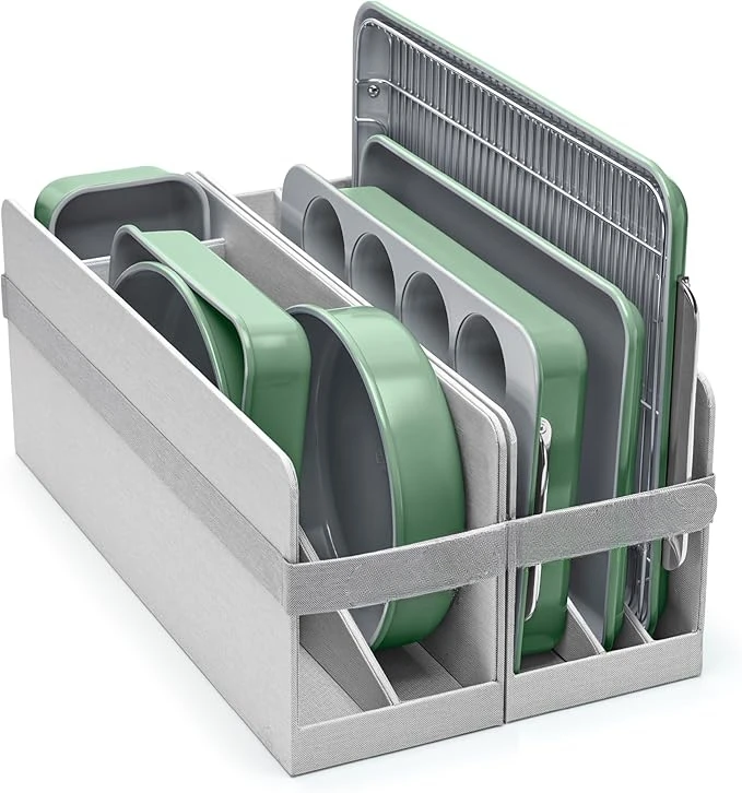 Nonstick Ceramic Bakeware Set (11 Pieces) - Baking Sheets Assorted Pans Cooling Rack & Storage