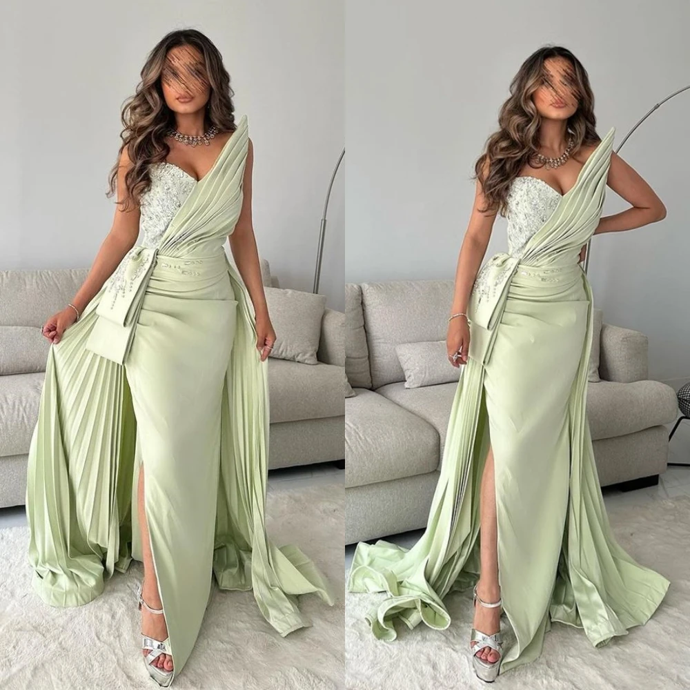

Meetlove Prom Dresses Simple Retro Strapless Mermaid Paillette Satin Formal Occasion Gown vestido de casamento muslim evening dr