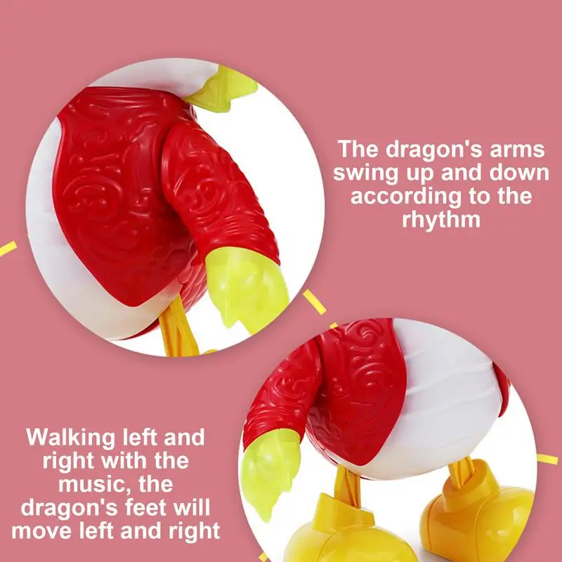 Electric Dragon Toy Cartoon Educational Toy Dragon Dancing Toys Dragon Themed Lighting Swing Music Ornament For Kids Children Bo