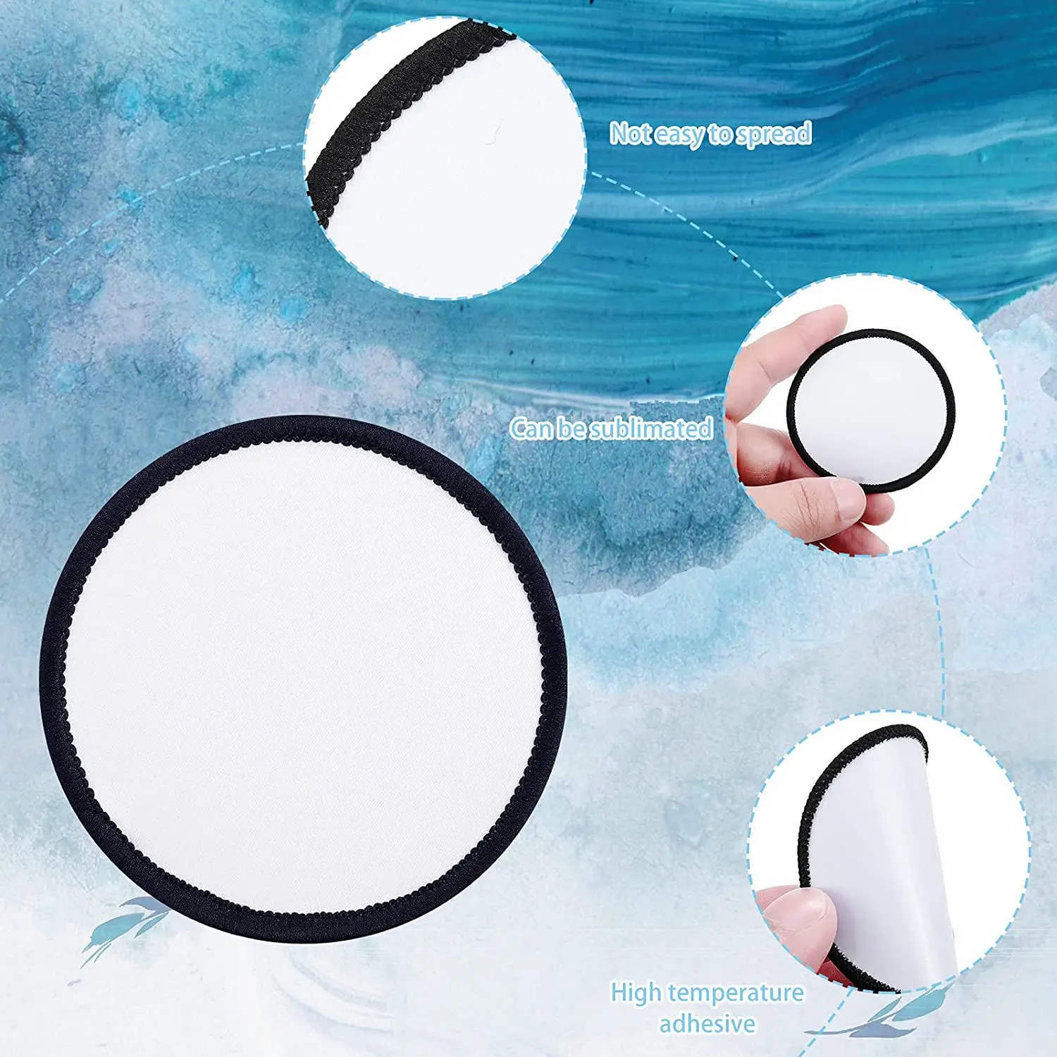 16 Pieces Sublimation Patch Blanks Quality Fabric Iron-on Circular Blank Patch for Clothes, Hats, Uniforms, Backpacks