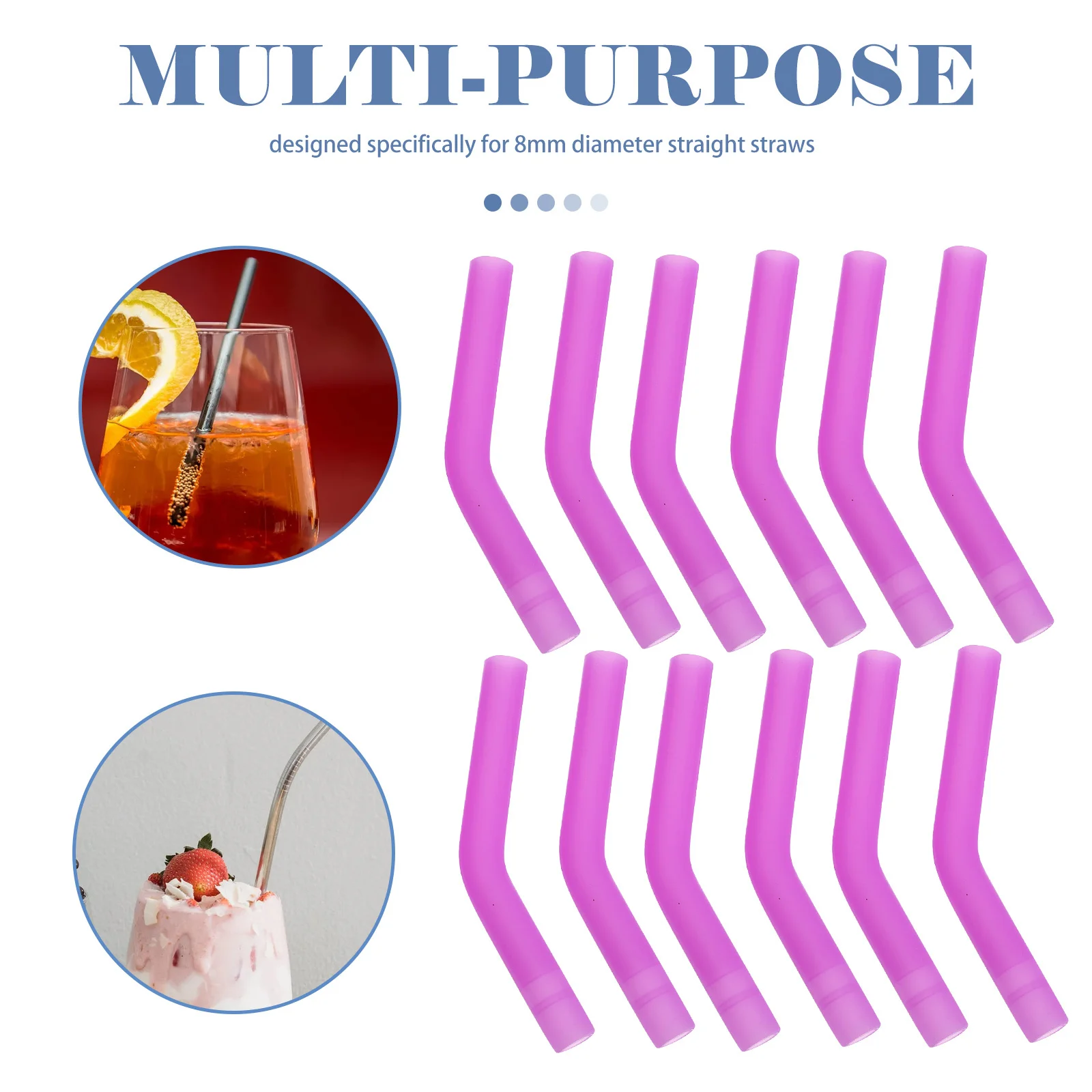 

12Pcs Stylish Purple Silicone Straw Tips Universal Compatibility for 8mm Metal Glass Straws Silicone Straw Tips