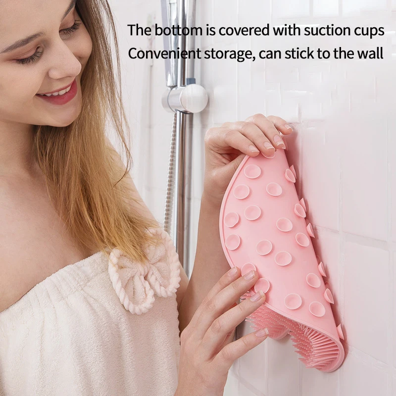 Exfoliating Shower Massage Scraper for Bathroom, Non-slip Bath Mat, Back Massage Brush, Silicone Foot Wash, Body Cleaning Tool