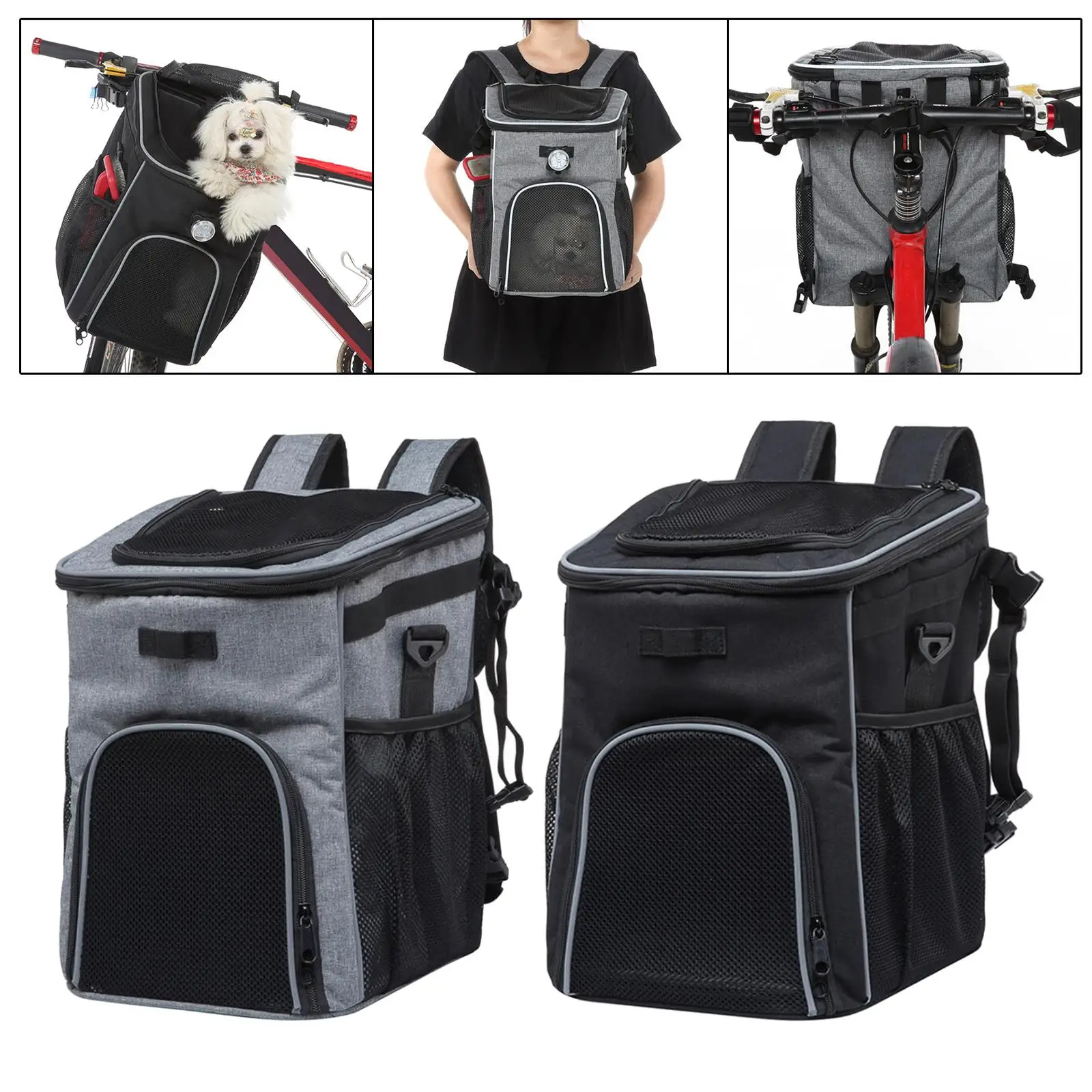 Dog Bike Basket, Pet Travel Bag, Ventilated Pet Carrier Backpack, Detachable