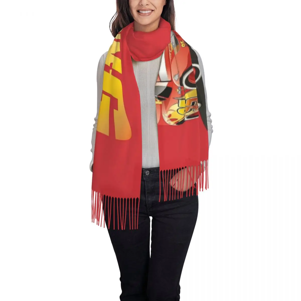 Personalized Print Lighting McQueen Scarf Women Men Winter Fall Warm Scarves Cars Shawl Wrap