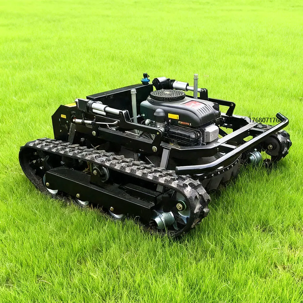 Woer Radio Controlled All Terrain Tracked Remote Crawler Farming Powerful Engine Grass Cutting Lawn Mower