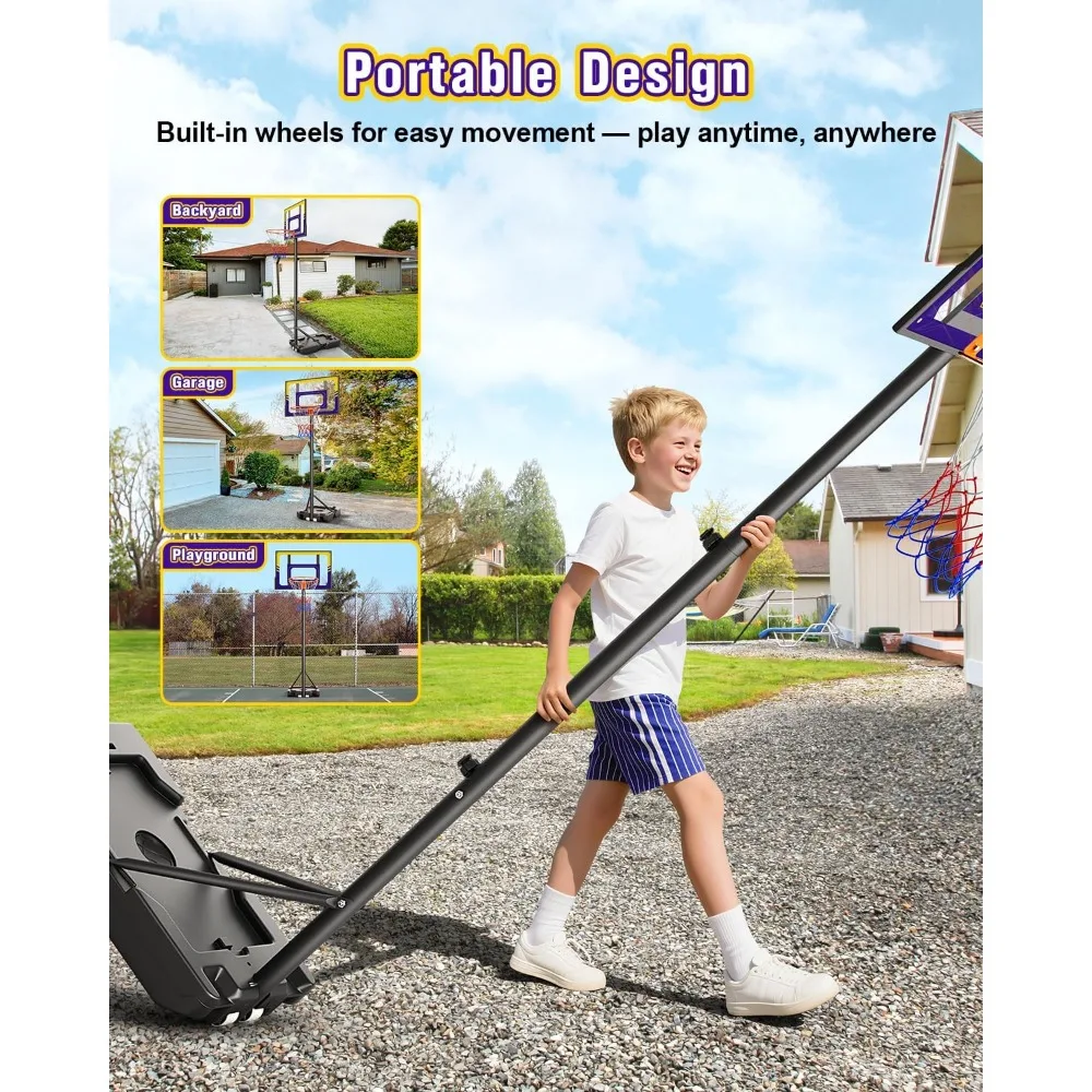 Canestro da basket portatile ad altezza regolabile per bambini, 3,5-7 piedi, adatto per giochi in cortile e vialetto