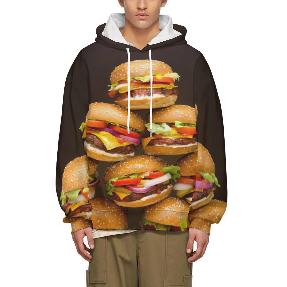 

Harajuku 3D Delicious Hamburger Print Hoodies Streetwear Men Sweatshirt Top Women Couples Y2k Clothes