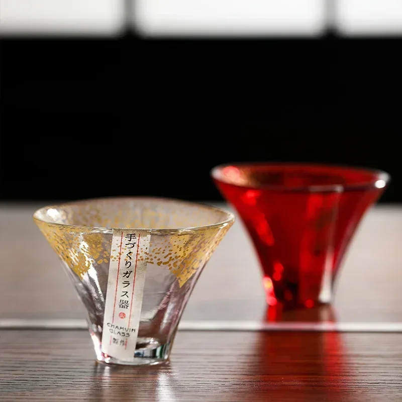 65ml Japanese Handmade Crystal Sake Cup Japanese Mount Fuji Tea Cup Lead-free Glass Shot Glass Couple Pair Glasses Wedding Gift