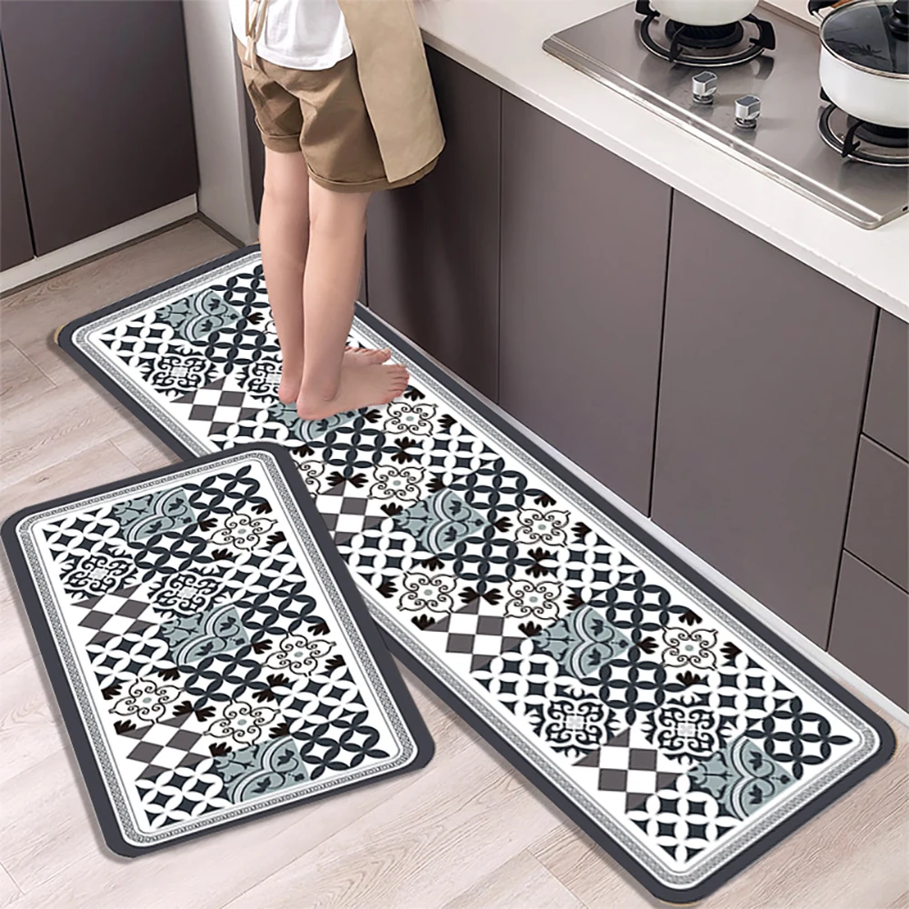Rutschfeste Küchenmatte aus Kristallsamt, super saugfähige Fußmatten für die Küche, lange Teppiche, Badezimmer-Eingangstürmatte, Schlafzimmer, lange Teppiche – Detail 10
