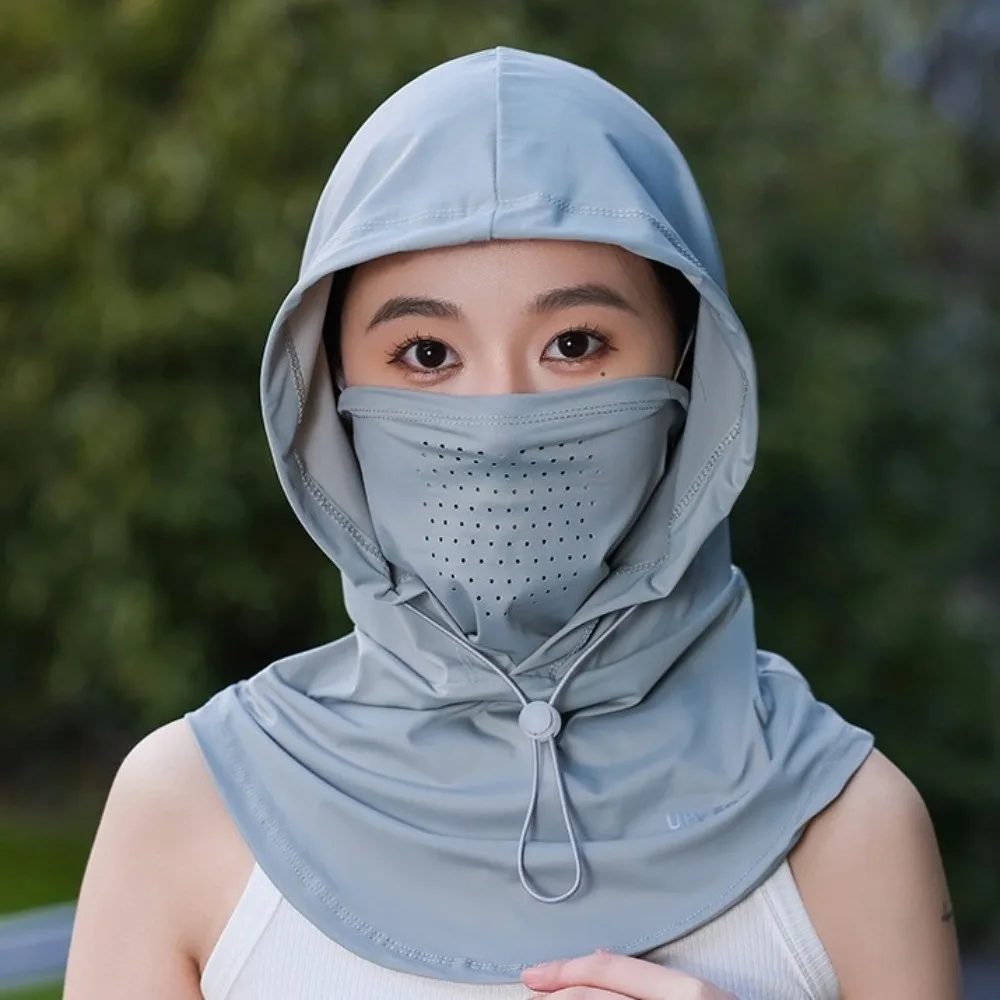 Summer Anti-UV Sunscreen Hat With Mask Shawl Breathable Ice Silk Pullover Cap Head Wrap Unisex Beach Cap For Outdoor Sports
